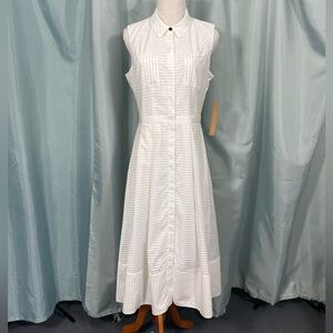 NWT Rachel Roy White Collared Button-Up Pleated Maxi Dress